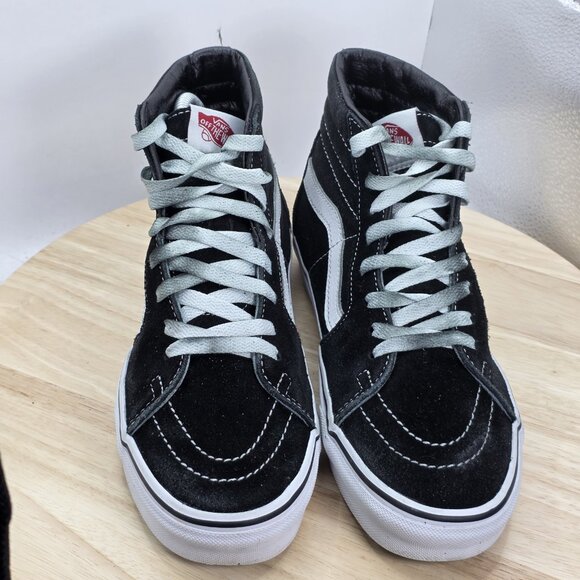 Womens Size 8 - Vans Sk8-Hi W7 Black White Canvas High Top Skate Shoes 500714 - Picture 4 of 9